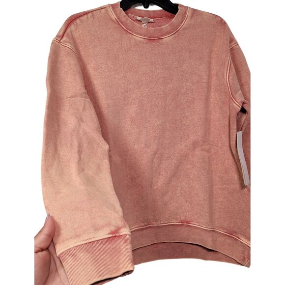 Goodthreads Women's Heritage Fleece Beefy Crewneck Sweatshirt Pink Acid Wash L - Picture 4 of 11